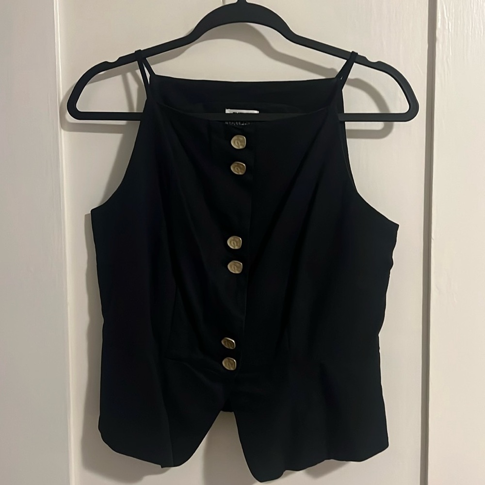 Women's Button-Front Square Neck Top - Future Collective with Jenee Naylor Black